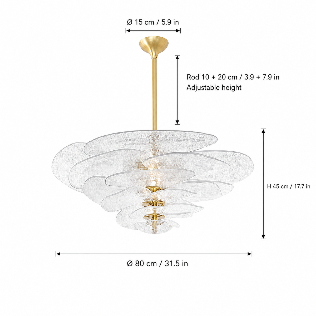 Living Room/Dining Room Chandelier – Artisan Murano Style Petal Cascade