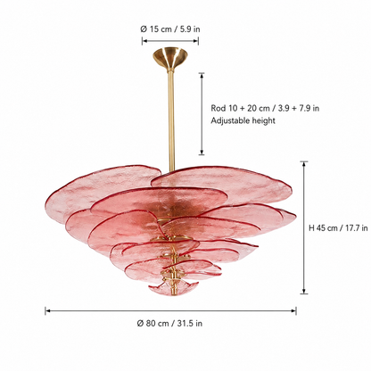 Living Room/Dining Room Chandelier – Artisan Murano Style Petal Cascade
