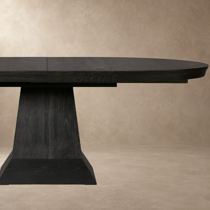 Round Oak Extension Dining Table with Leaves