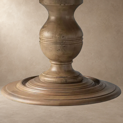 Round Dining Table in Hand-Carved Tulipwood