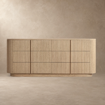 Reeded Oak Dresser with Curved Contours