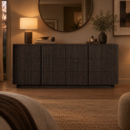 Reeded Oak Dresser with Curved Contours