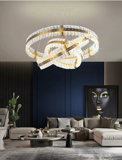 Denise Aquinox 3-Tier Round Crystal Ring LED Chandelier