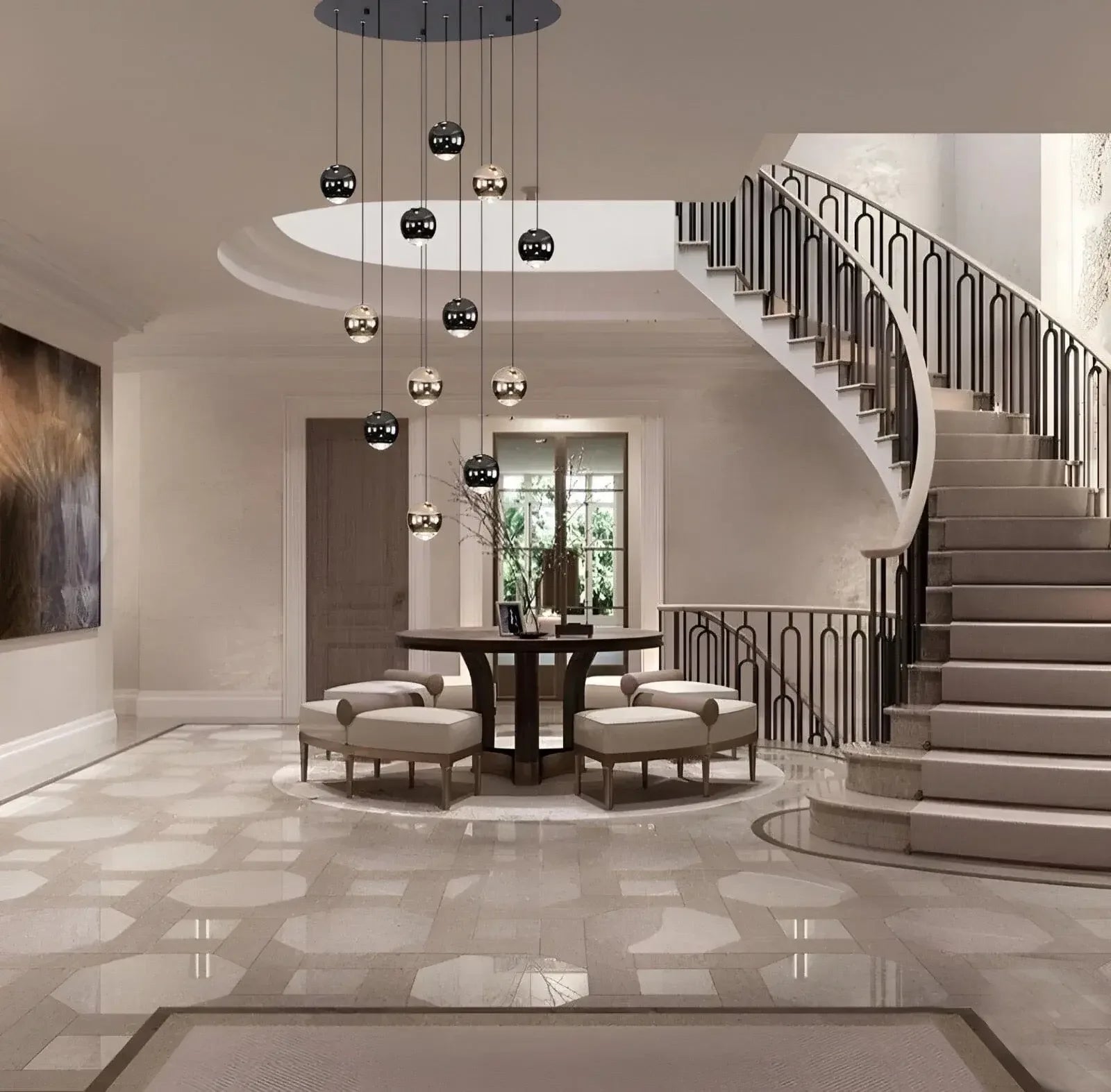 Glass Raindrop Foyer & Staircase Chandelier