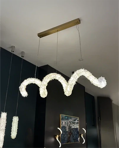 Modern Artistic Spring-shaped Natural Crystal Chandelier Modern Artistic Spring-shaped Natural Crystal Chandelier for Dining Room/Kitchen Island/Low Ceilings