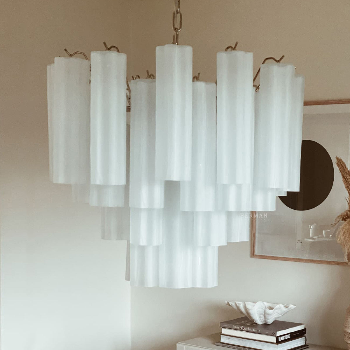 Murano Chandelier – 36 tubes – Matte white
