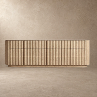 Reeded Oak Dresser with Curved Contours