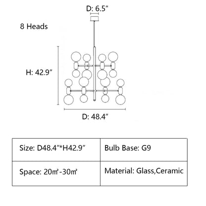 8 Heads: D48.4"*H42.9" Aballs 3 Tier Chandelier,Aballs Chandelier Hanging Lamp,Aballs Chandelier 12,chandelier,chandeliers,pendant,lamp,ball,minimalist,gold,black,white,copper,chrome,silver,tiers
