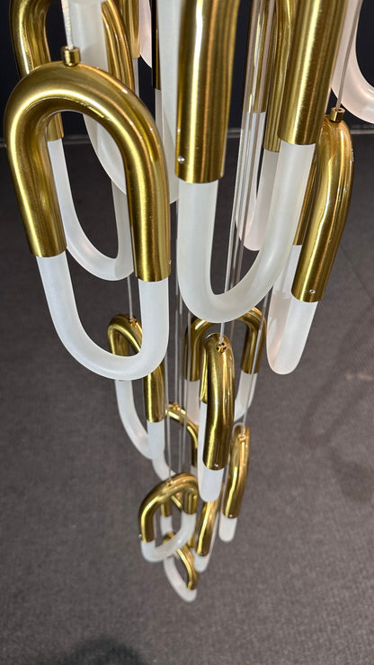 Gold Glass Loop Cluster Chandelier
