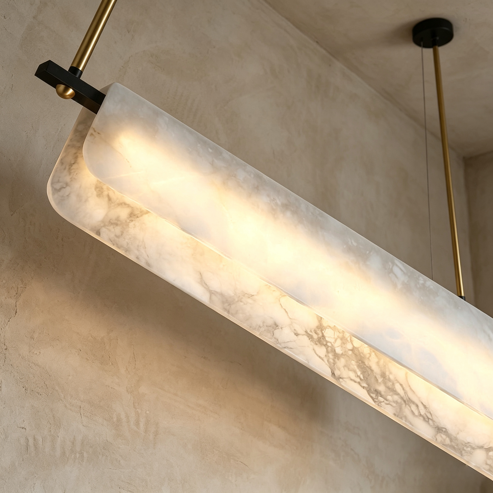 Nicholas Modern Alabaster Linear Art Chandelier Light
