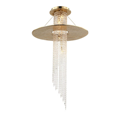 JC Angelina Flushmount Brass Crystal Pendant Chandelier