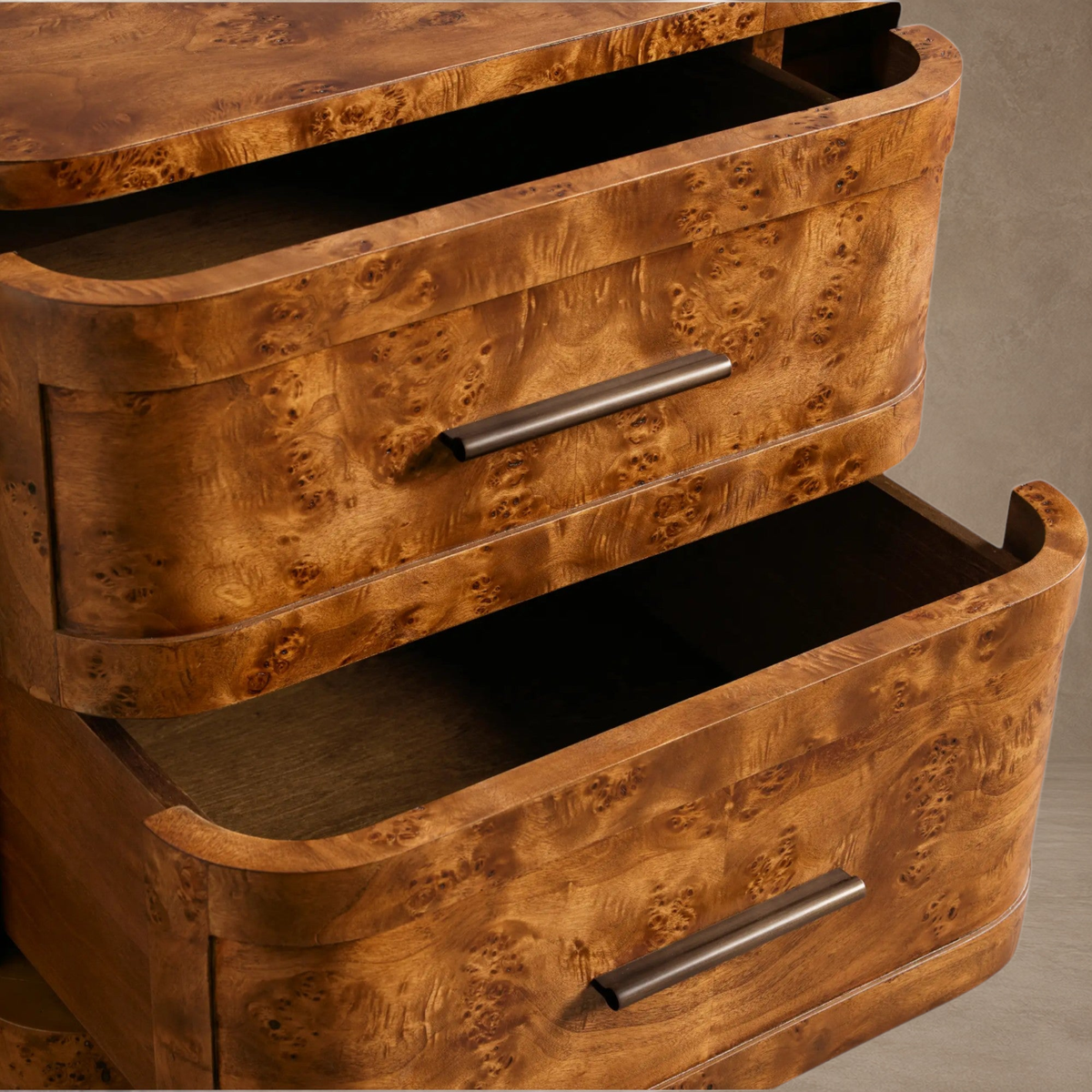 Happyarcadian Mappa Burl Wood Curved Workspace Table