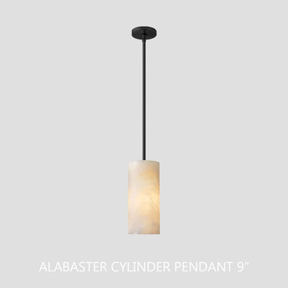 Hand Carved Alabaster Cylinder Pendent