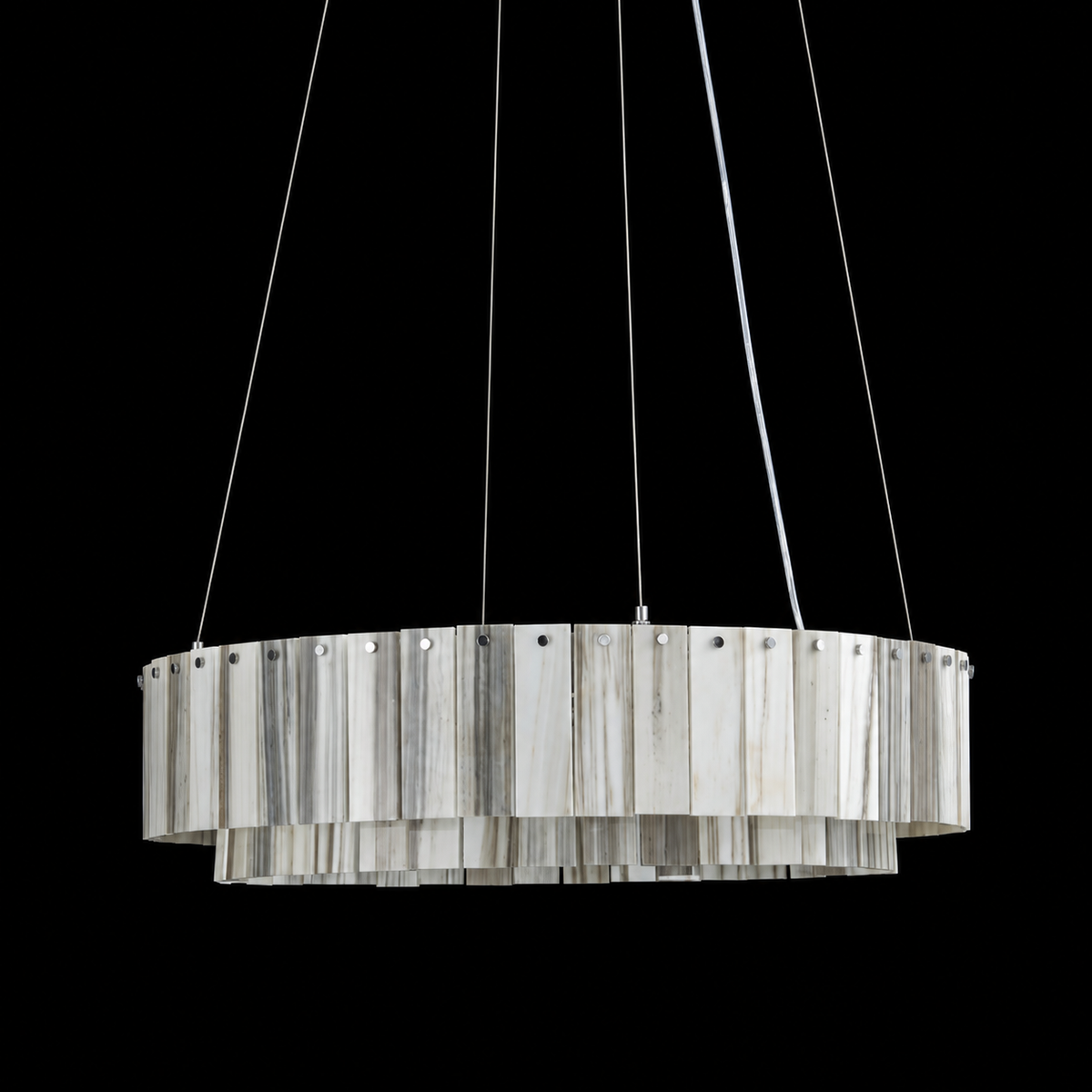 Modern Two-Tier Luxury Stone Round Chandelier