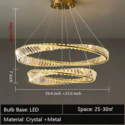 1/2/3-Ring Crystal Chandelier for Luxury Living/ Dining Room/Bedroom