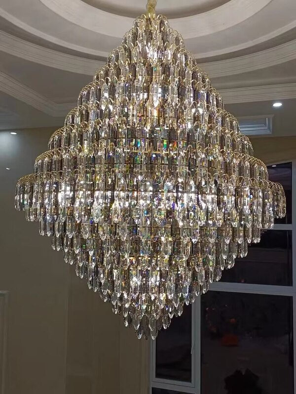 Extra Large Foyer Decorative Crystal Lighting Fixture Living Room Crystal Chandelier