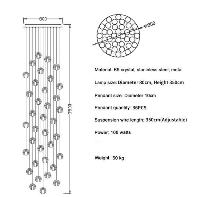 Adonis Suspension Water Drop Chandelier（ 43-Light customized） - Melin Lamps