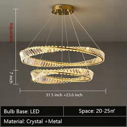 1/2/3-Ring Crystal Chandelier for Luxury Living/ Dining Room/Bedroom