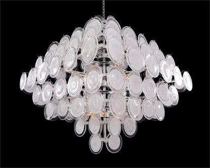 Glass Medallion Eighteen-Light Chandelier - Merlin Lamps