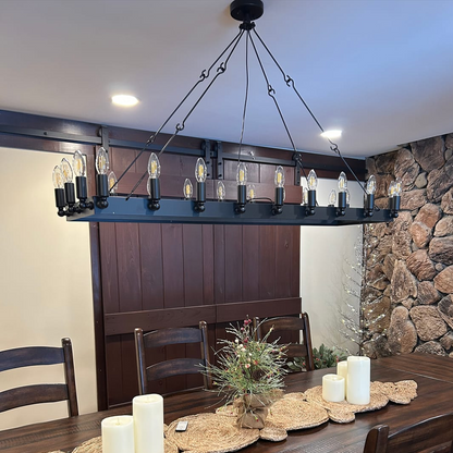 Celestine Vintage Filament Rectangular Chandelier