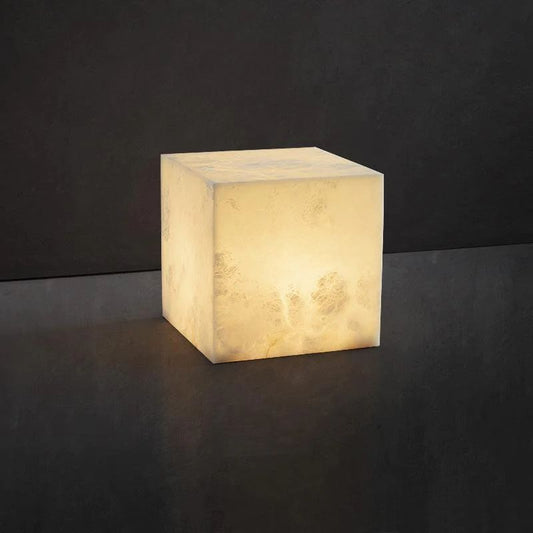 Janet Alabaster Cubic Table Lamp, Bedside Table Lamp