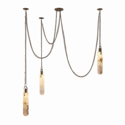 Alabaster Flint 3-Light LED Gypsum Pendant with Vintage Brass
