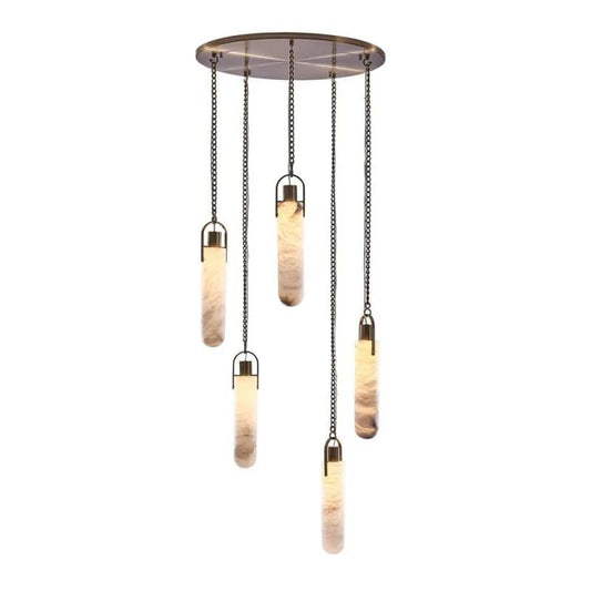 Alabaster Flint multi-drop Round Chandelier