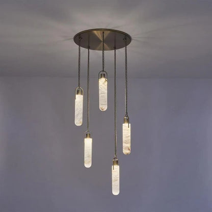 Alabaster Flint multi-drop Round Chandelier