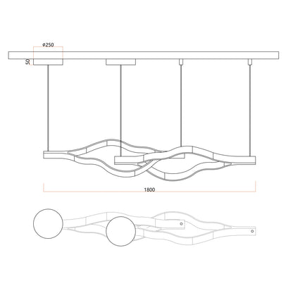 Modern Simple Aluminum Waving Chandelier