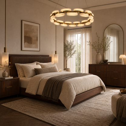 Ilyen Alabaster Round Ring Chandelier