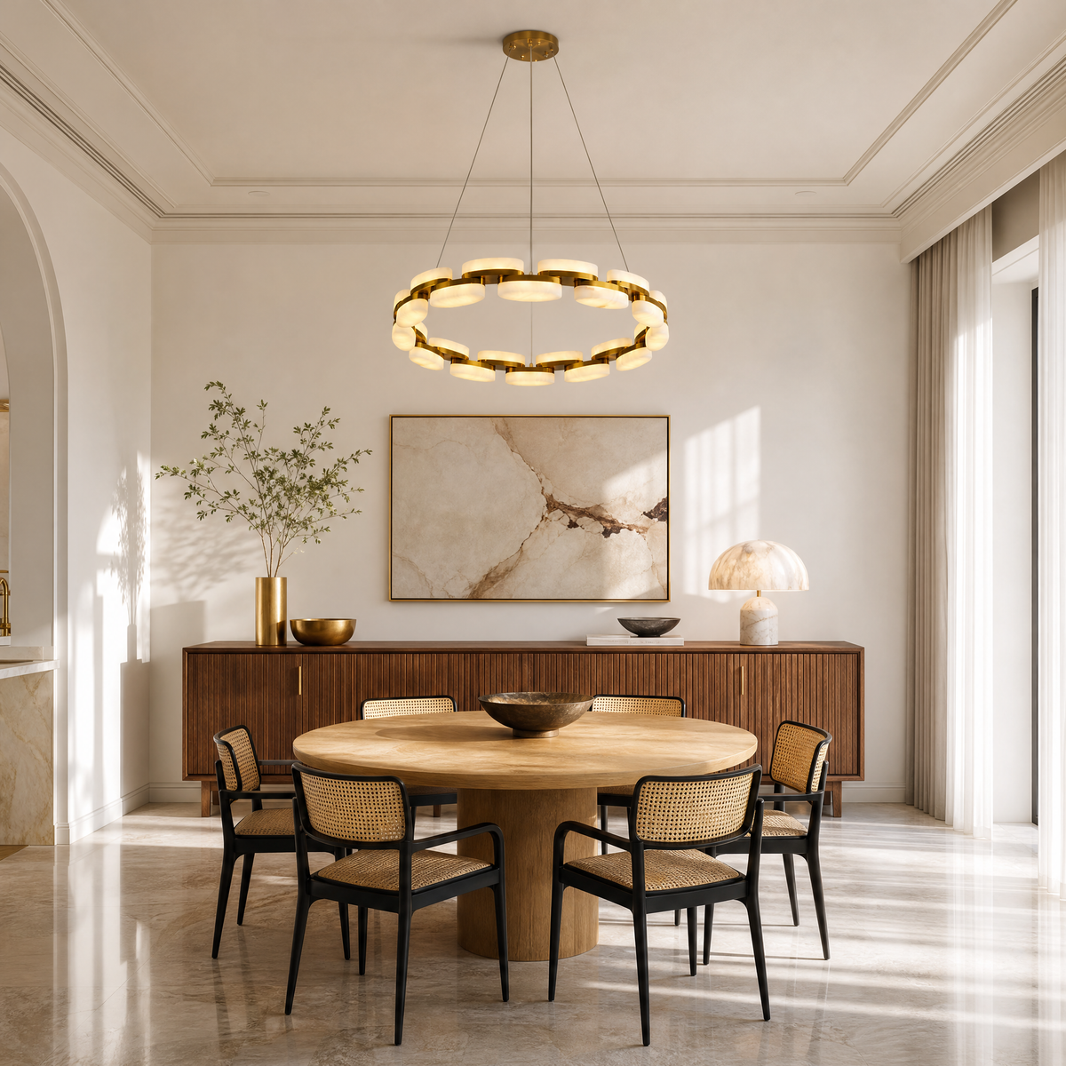 Ilyen Alabaster Round Ring Chandelier