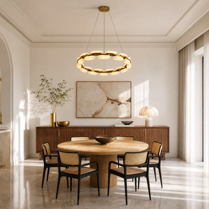 Ilyen Alabaster Round Ring Chandelier
