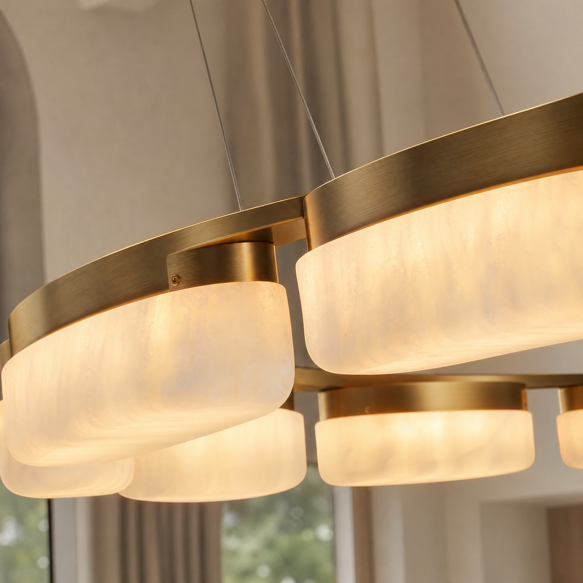 Ilyen Modern Ring Alabaster Chandelier