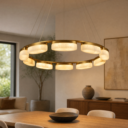 Ilyen Modern Ring Alabaster Chandelier