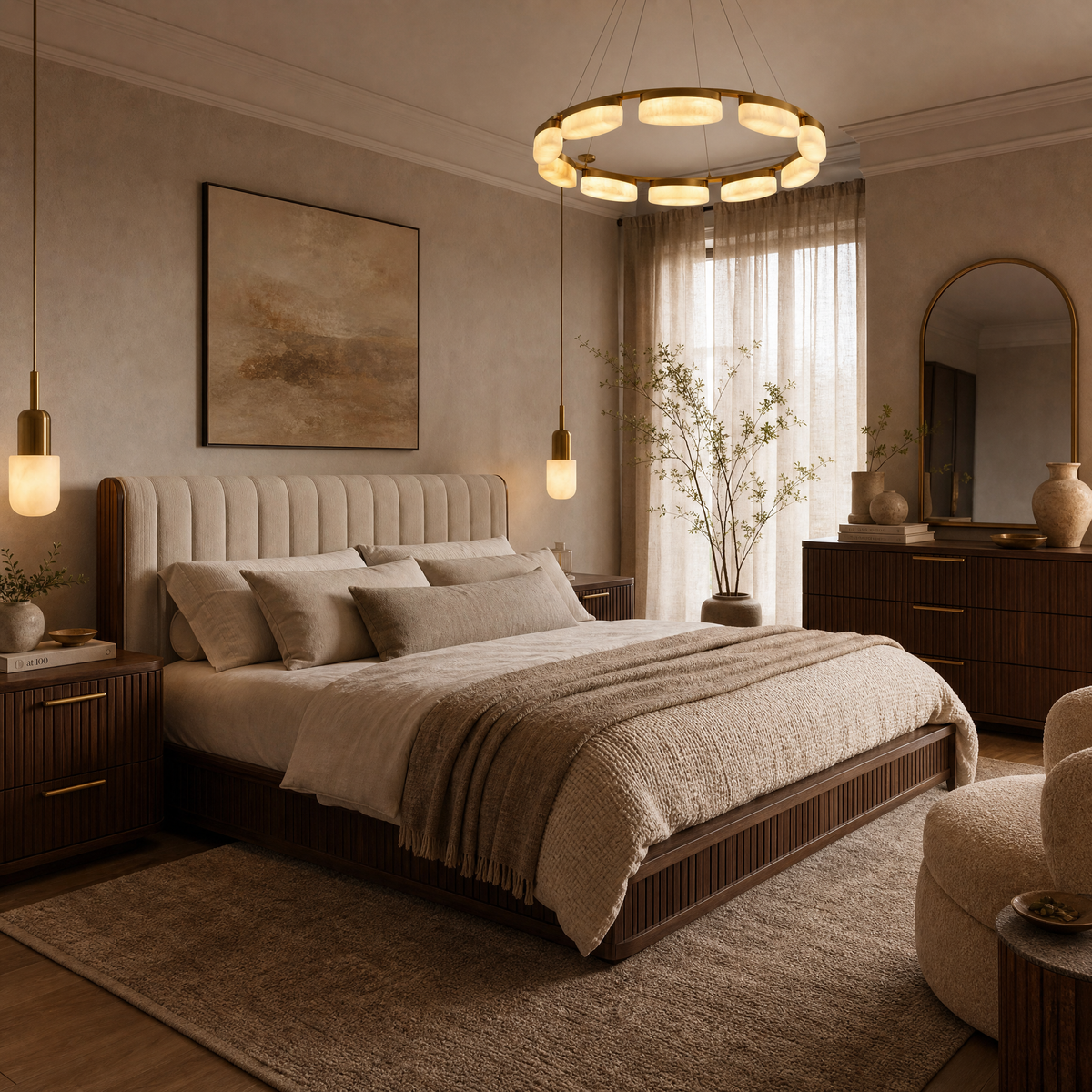 Ilyen Modern Ring Alabaster Chandelier