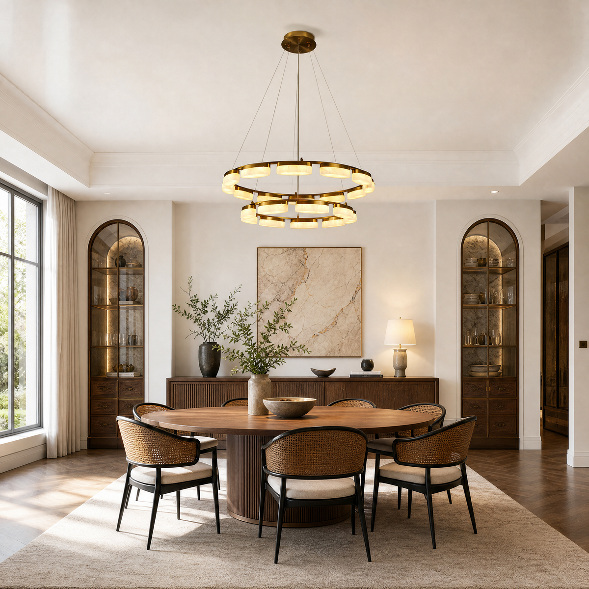Ilyen Modern Ring Alabaster Chandelier