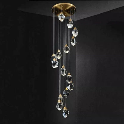 JC Nicole Faceted Crystal Prisms Chandeliers For Staircase
