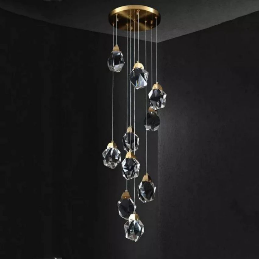 Nicole Faceted Crystal Prisms Chandeliers For Staircase