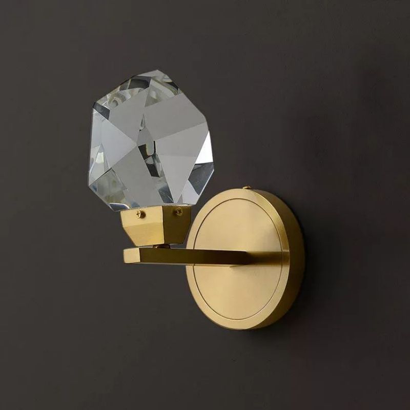 Angelia Faceted Crystal Prisms Short Wall Sconce - thebelacan
