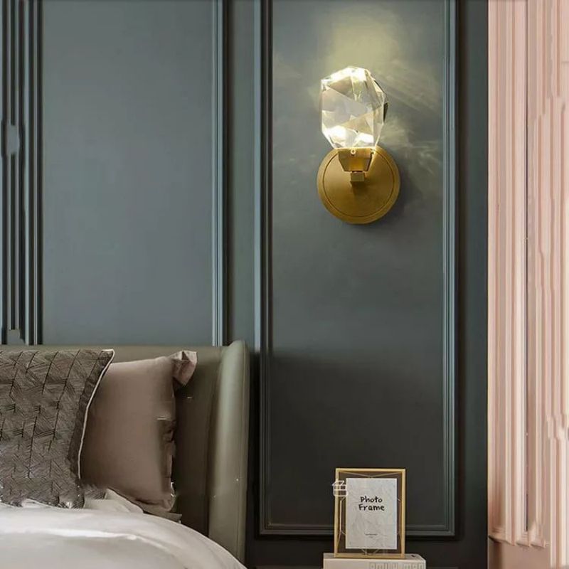 Faceted Crystal Prisms Short Wall Sconce