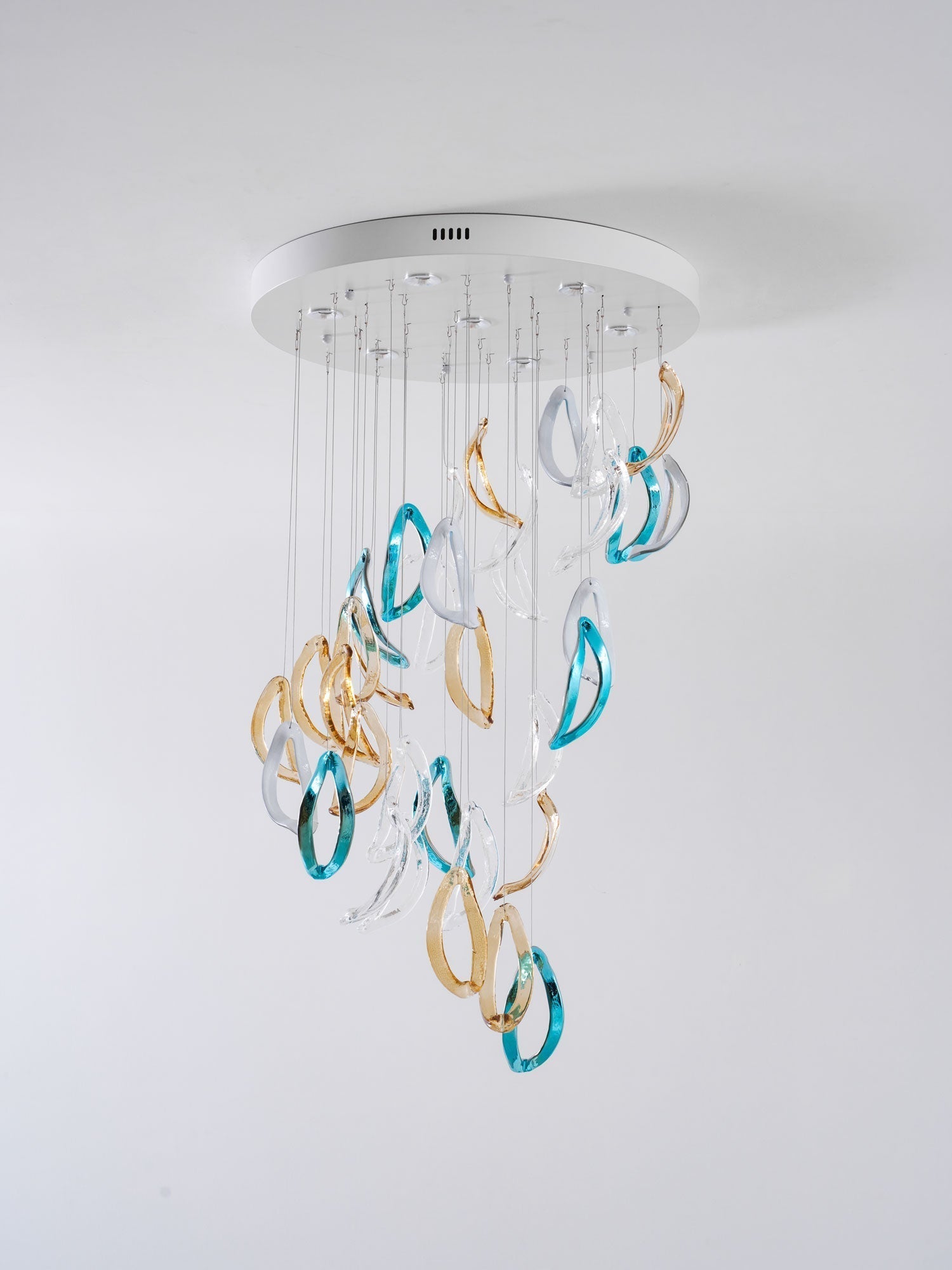 Galaxy Aqua Ripple Glass Meteor Shower Crystal Spiral Chandelier