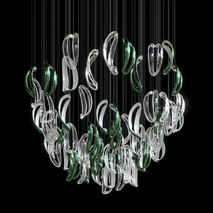 Galaxy Aqua Ripple Glass Meteor Shower Crystal Spiral Chandelier