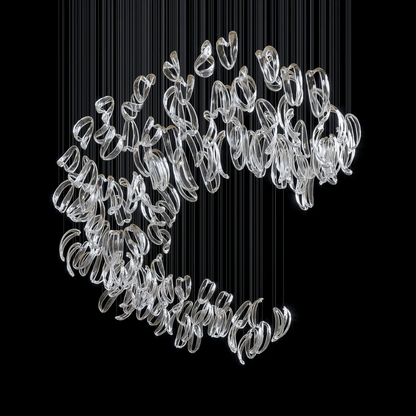 Galaxy Aqua Ripple Glass Meteor Shower Crystal Spiral Chandelier