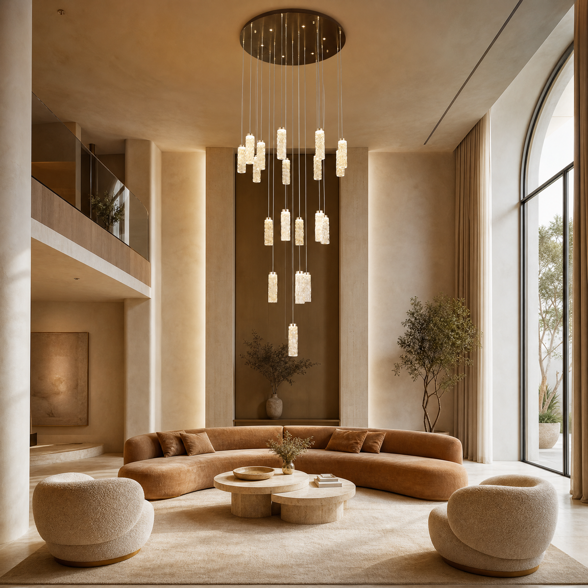 Bamboo Zen Modern Multi-Tier Cluster Chandelier