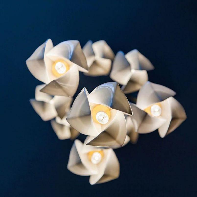 Petal Prism Designer Inspired Large Bloom Ceramic Chandelier