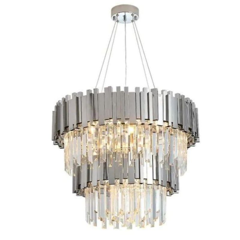 2-Tier Clear Crystal Round Chandelier