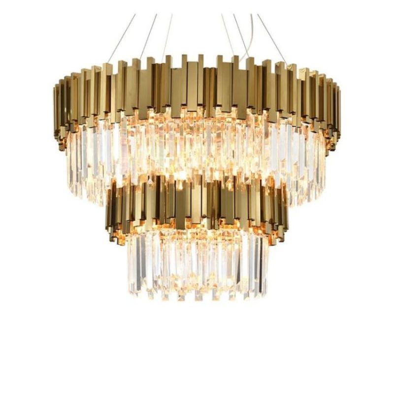 2-Tier Clear Crystal Round Chandelier