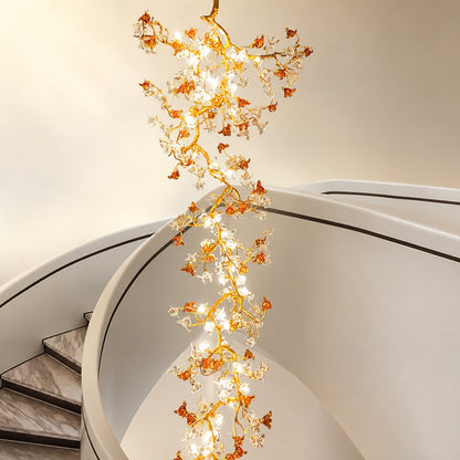 Brass Maple Branch Chandelier