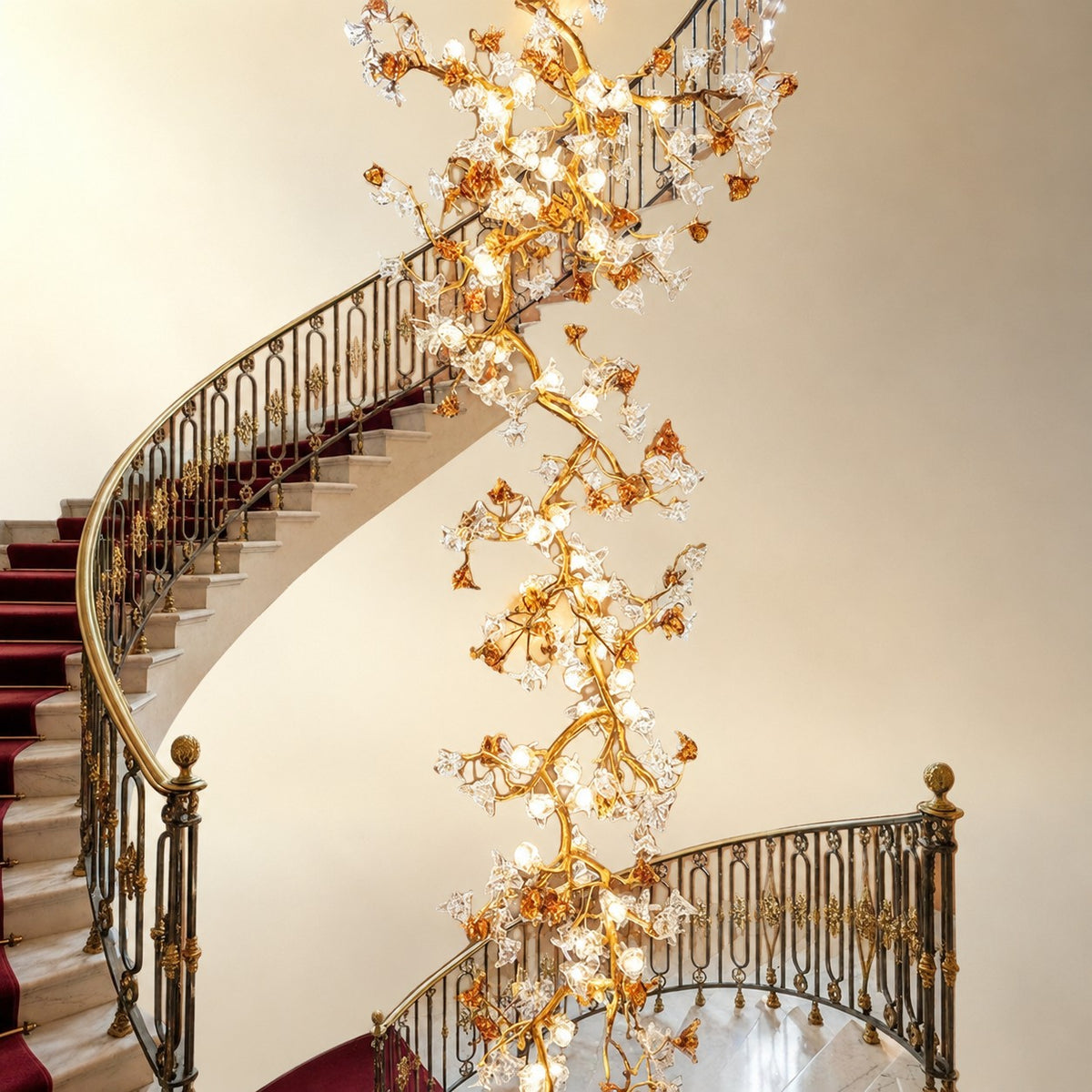 Brass Maple Branch Chandelier