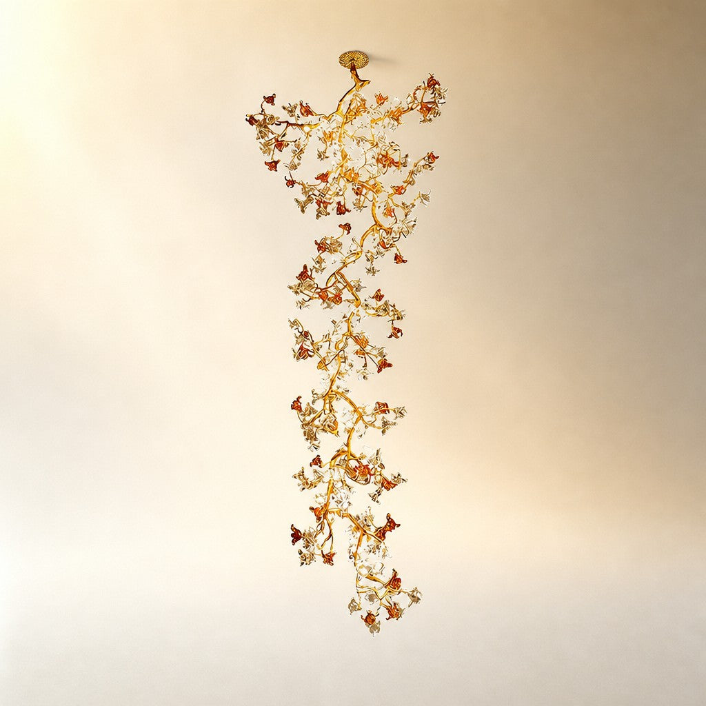 Brass Maple Branch Chandelier